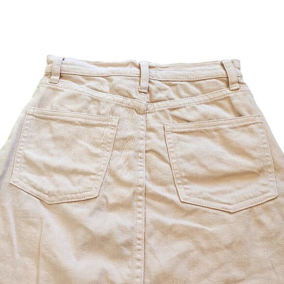 Wilfred Aritzia Light Pink Distressed Hem Denim Mini Skirt Sz 2 - Picture 5 of 6